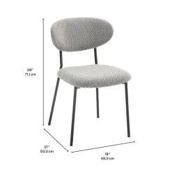 Bouclé Fabric Chairs (Set of 2) - Grey