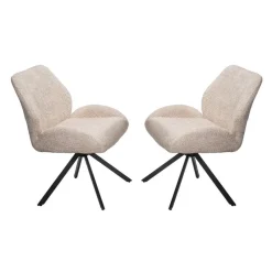 Bouclé Fabric Chairs with Low Arms (Set of 2) -