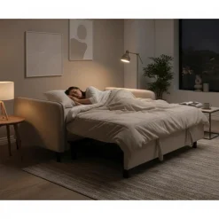 Bouclé Fabric Loveseat Bed