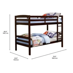 Brown Bunk Bed with Trundle Bed - 39"/39"