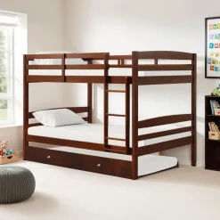 Brown Bunk Bed with Trundle Bed - 54"/54"
