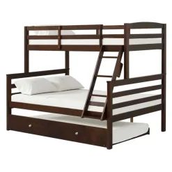 Brown Bunk Bed with Trundle Bed - 39"/54"