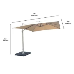 Cantilever Patio Umbrella with 360° Rotation and Solar LED Lighting - 10 ft