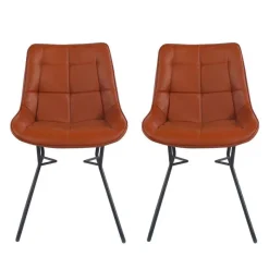 Chairs with Sleigh Legs (Set of 2) - Brown