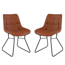 Chairs with Sleigh Legs (Set of 2) - Brown