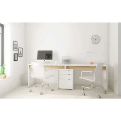 Nexera Chrono 3pcs Home Office Set, Natural Maple & White -