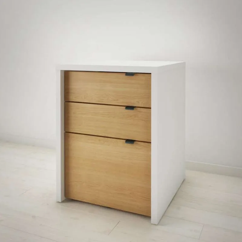 Nexera Chrono 3pcs Home Office Set, Natural Maple & White -