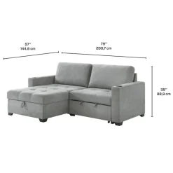 Compact Reversible Loveseat Bed with Storage -