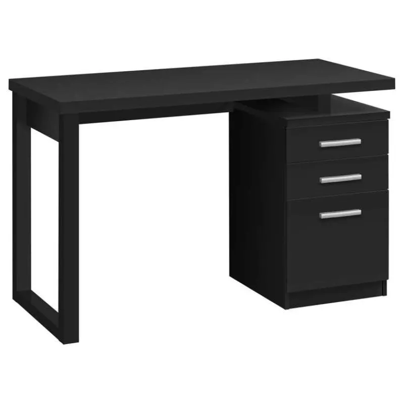 Monarch Computer desk - 3 drawers / wooden leg rectangular / left or right setup / fl -