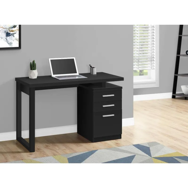 Monarch Computer desk - 3 drawers / wooden leg rectangular / left or right setup / fl -