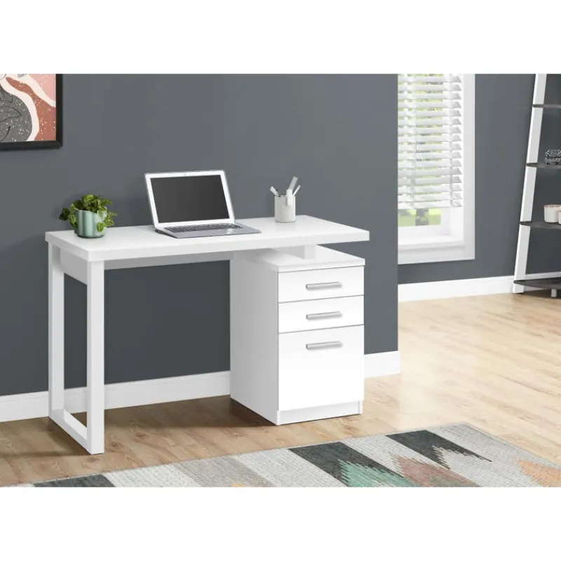 Monarch Computer desk - 3 drawers / wooden leg rectangular / left or right setup / fl -