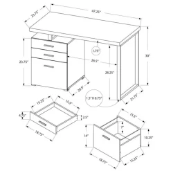 Monarch Computer desk - 3 storage drawers / left or right setup / floating desktop - -