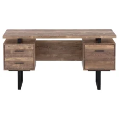 Monarch Computer desk - 3 storage drawers / reversible / floating desktop - 60"l - br -