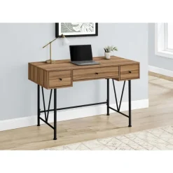 Monarch Computer desk - 3 storage drawer / metal legs v-shape design - 42"l - light r -