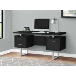 Monarch Computer desk - 3 storage drawers / reversible / floating desktop - 60"l - bl -