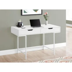 Monarch Computer desk - 2 storage drawers / recessed metal legs - 48"l - / whit -