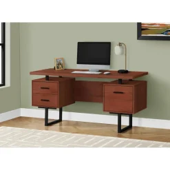 Monarch Computer desk - 3 storage drawers / reversible / floating desktop - 60"l - ch -