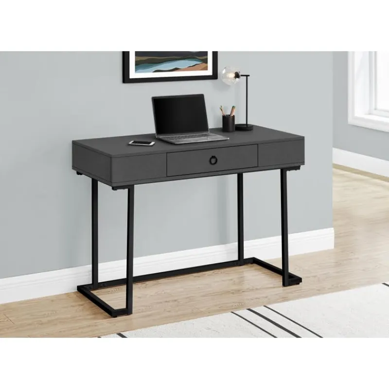 Monarch Computer desk - 1 storage drawer / metal base - 42"l - modern / black -