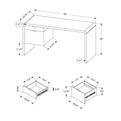 Monarch Computer desk - 2 storage drawers / left or right setup - 60"l - glossy -