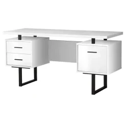Monarch Computer desk - 3 storage drawers / reversible / floating desktop - 60"l - wh -