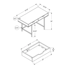 Monarch Computer desk - 2 storage drawers / recessed metal legs - 48"l - stone-l -