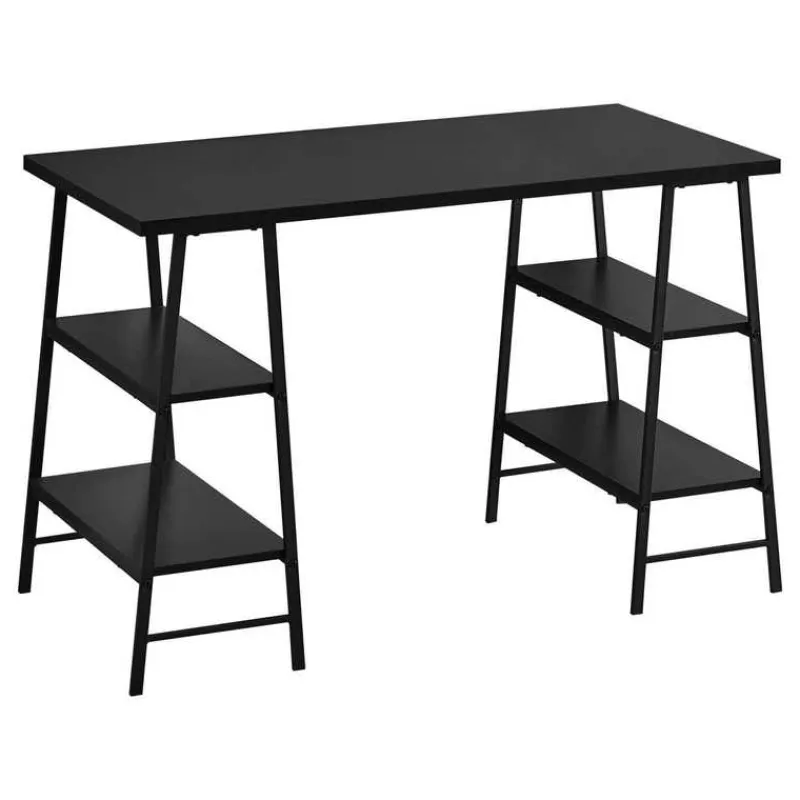 Monarch Computer desk - 3 tiers / 4 open shelves / sawhorse style - 48"l - / bl -