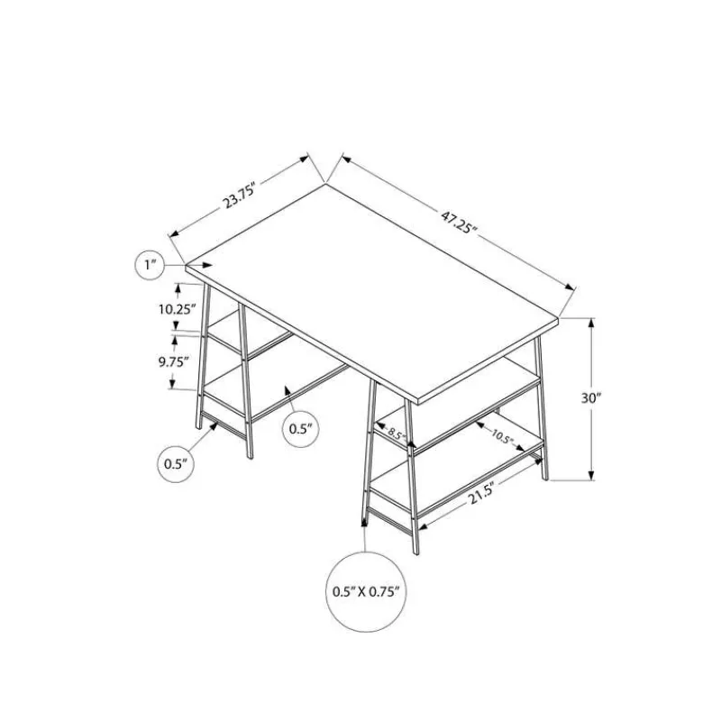 Monarch Computer desk - 3 tiers / 4 open shelves / sawhorse style - 48"l - / bl -