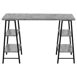 Monarch Computer desk - 3 tiers / 4 open shelves / sawhorse style - 48"l - stone -