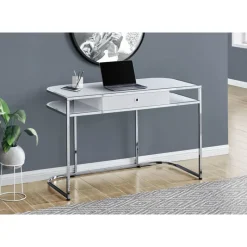 Monarch Computer desk - 2 tiers / 1 storage drawer / 2 open shelves / contemporary st -