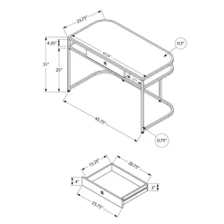 Monarch Computer desk - 2 tiers / 1 storage drawer / 2 open shelves / contemporary st -