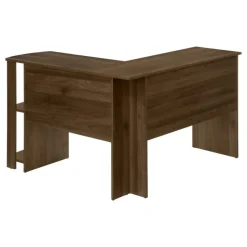 Monarch Computer desk - dark l-shaped corner / 2 shelves -