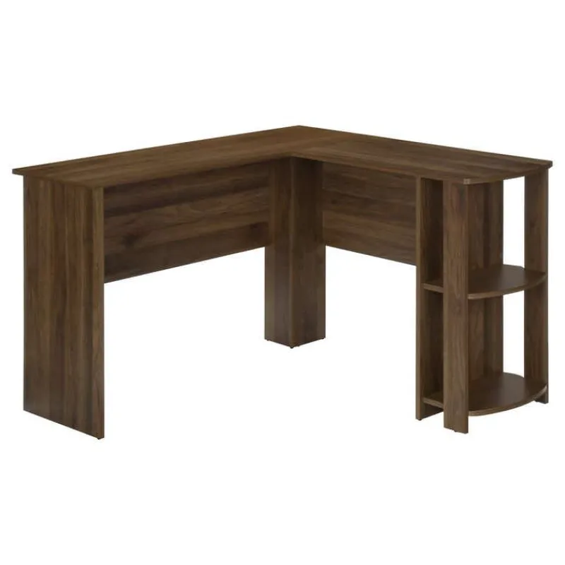 Monarch Computer desk - dark l-shaped corner / 2 shelves -