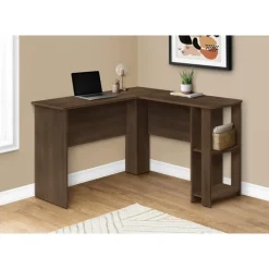 Monarch Computer desk - dark l-shaped corner / 2 shelves -
