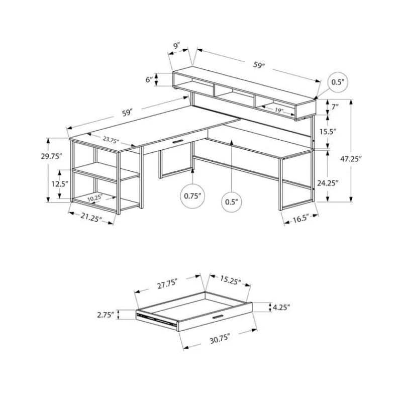 Monarch Computer desk - / black metal corner -