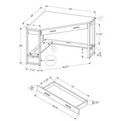 Monarch Computer desk - 42"l / corner / silver metal -