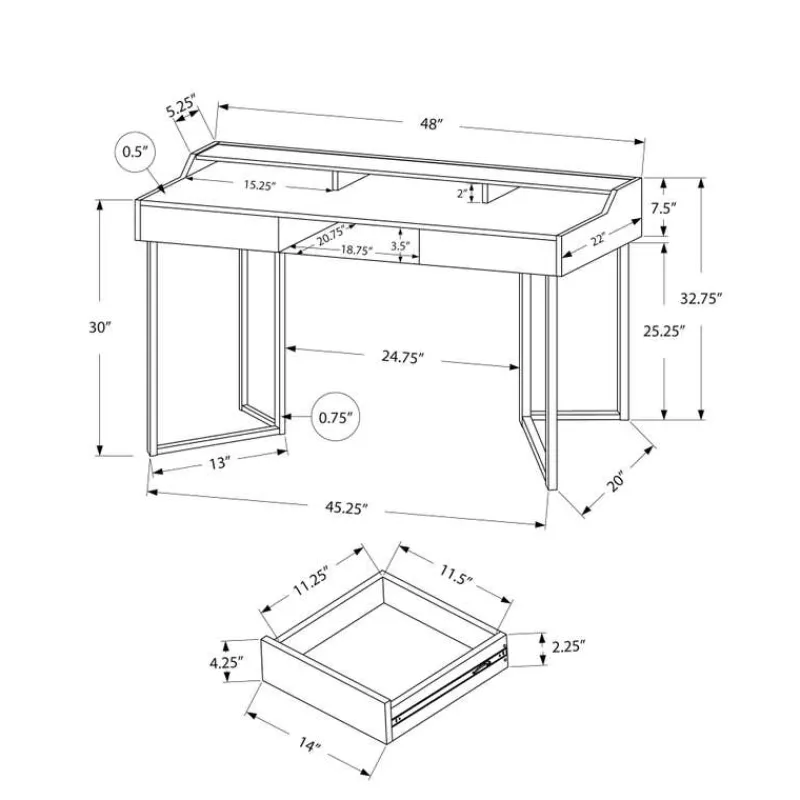 Monarch Computer desk - 48"l / / black metal -