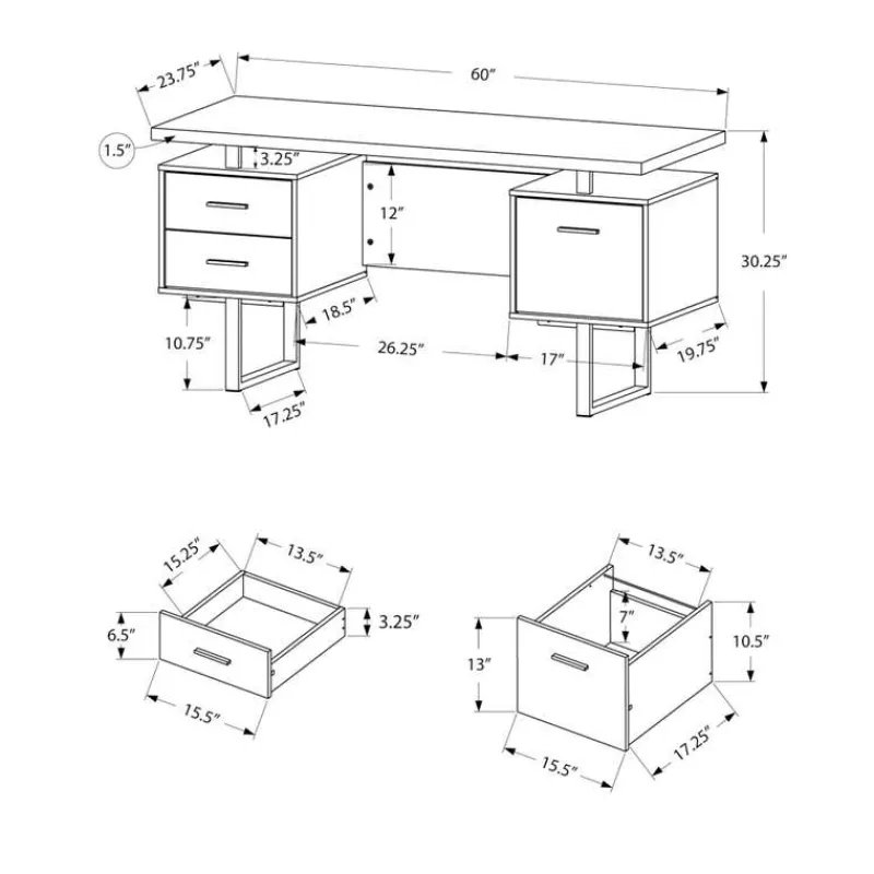 Monarch Computer desk - 60"l / / silver metal -