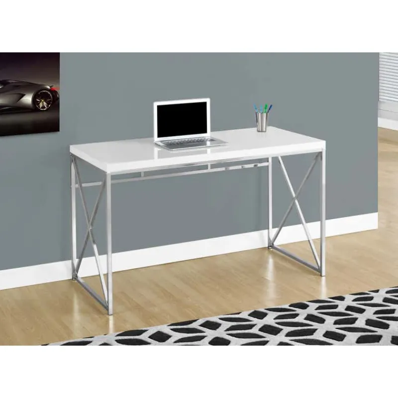 Monarch Computer desk - 48"l / glossy / chrome metal -