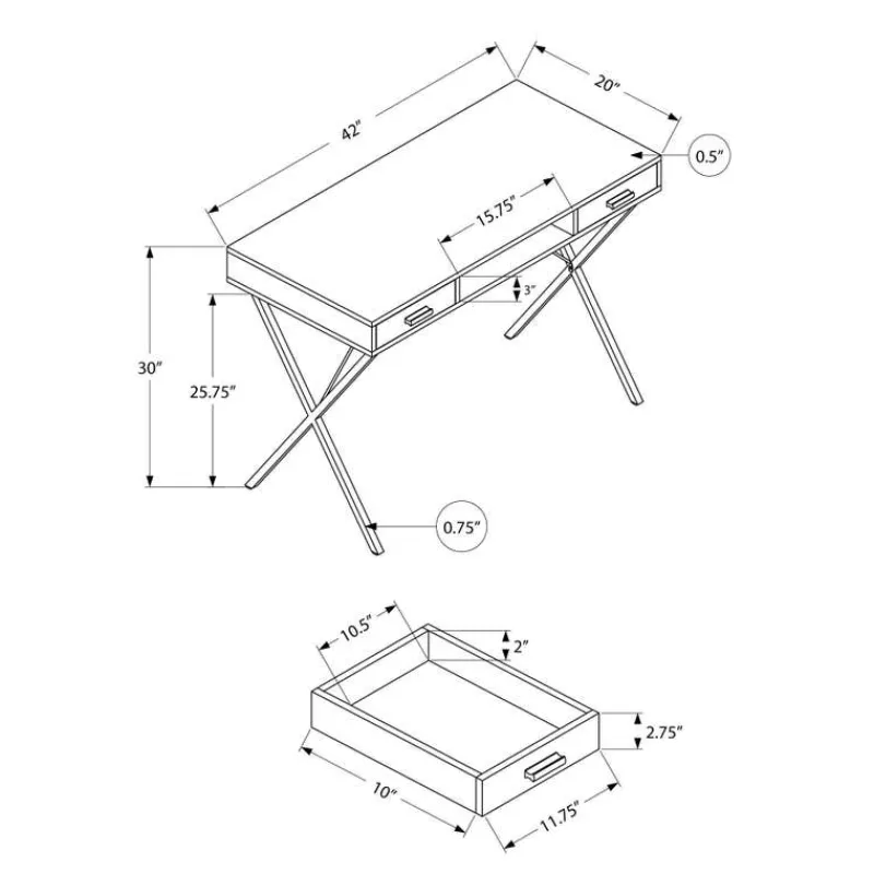 Monarch Computer desk - 42"l / / black metal -