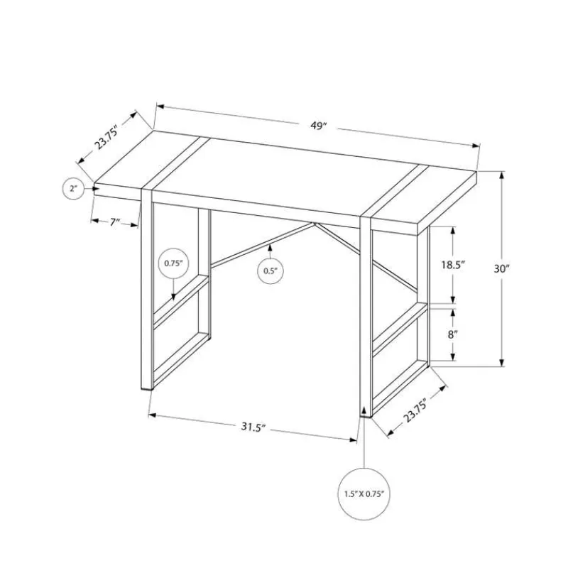 Monarch Computer desk - 48"l / concrete-look / black metal -