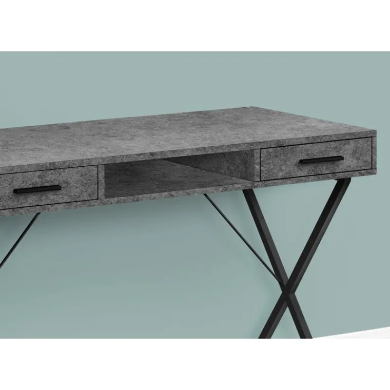 Monarch Computer desk - 42"l / stone-look / black metal -