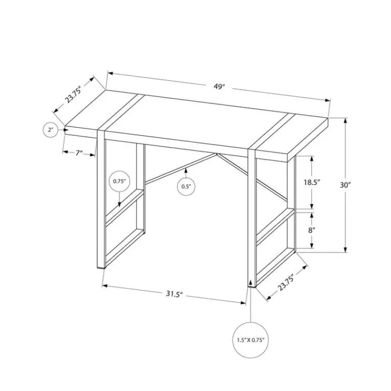 Monarch Computer desk - 48"l / reclaimed wood / black metal -