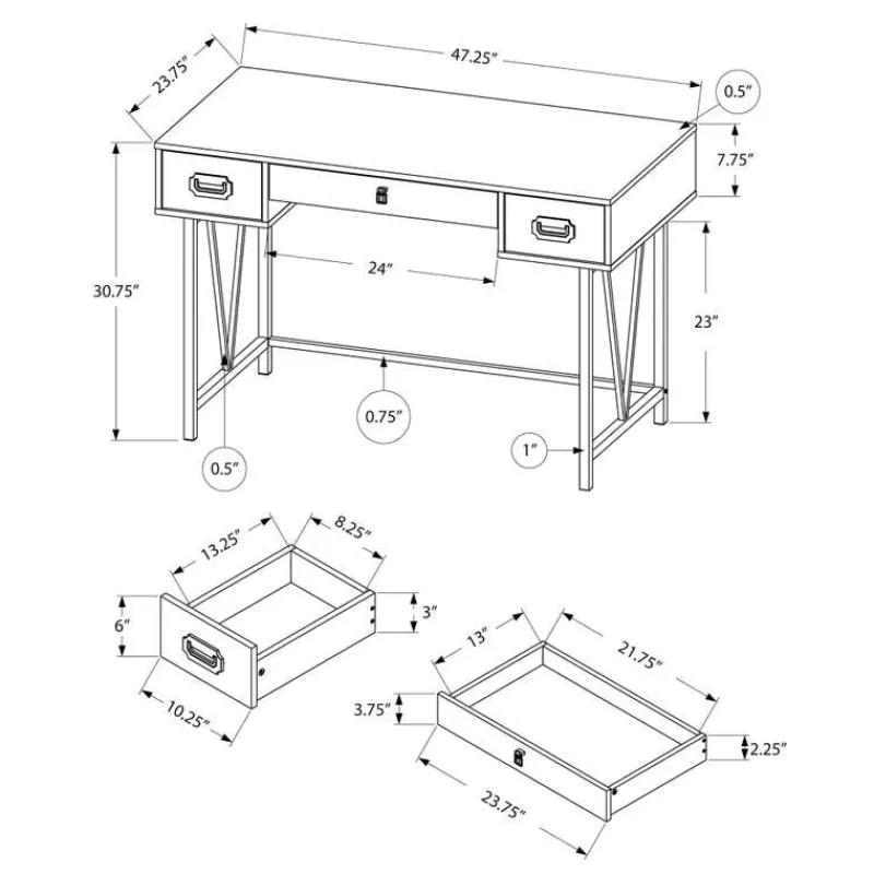 Monarch Computer desk - 48"l / reclaimed wood / black metal -