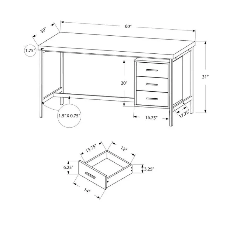 Monarch Computer desk - 60"l / / silver metal -