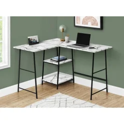 Monarch Computer desk - l-shaped / corner / 2 open shelves / sawhorse style - 47l x 4 -