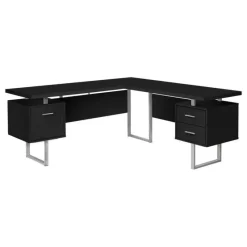 Monarch Computer desk - l-shaped / corner / 3 drawers / metal legs / reversible - 71