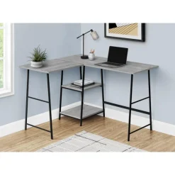 Monarch Computer desk - l-shaped / corner / 2 open shelves / sawhorse style - 47l x 4 -