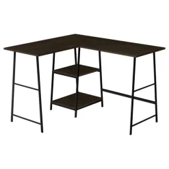 Monarch Computer desk - l-shaped / corner / 2 open shelves / sawhorse style - 47l x 4 -