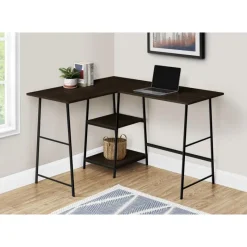 Monarch Computer desk - l-shaped / corner / 2 open shelves / sawhorse style - 47l x 4 -