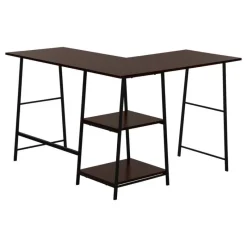 Monarch Computer desk - l-shaped / corner / 2 open shelves / sawhorse style - 47l x 4 -